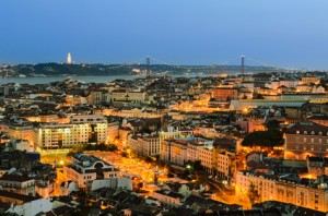 Lisbon old town at night, Portugal